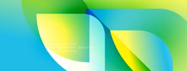 Soyut sıvı şekilleri canlı yeşillikleri, sarıları, mavileri harmanlıyor. Gradyan renkler dinamik görsel akış yaratır, modern tasarım ögesi.