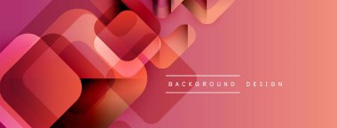 Soyut geometrik şekiller örtüşüyor, canlı kırmızı turuncu gradyan oluşturuyor. Sancaklar ve arka planlar için modern tasarım uygun.