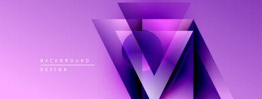 Soyut mor tasarım katmanlı geometrik şekiller içerir. Gradyan renkler derinlik yaratır, modern estetik. Mevcut en küçük metin.