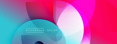 Soyut, enerjik bir arkaplan. Üst üste binen daireler dinamik renk değişimleri yaratır. Sunumlar ve web siteleri için modern tasarım uygun.