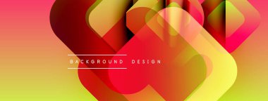 Soyut geometrik şekiller örtüşür, canlı bir değişim etkisi yaratır. Kırmızı, sarı renkler tasarıma egemen, modern estetik.