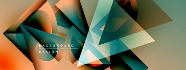 Soyut geometrik şekiller örtüşür, dinamik görsel efekt yaratır. Renkler karışır, değişken arkaplan oluşturur. Modern tasarım elemanları.