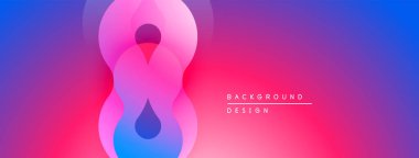 Soyut gradyan dizayn özellikleri üst üste biniyor. Pembe, mor, mavi renkler sıvı görsel efekt yaratır. Modern arkaplan ögesi.