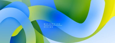 Soyut sıvı şekiller, canlı renklerin karışımı. Mavi, yeşil, sarı gradyanlar dinamik arkaplan tasarımı yaratır. Yumuşak kıvrımlar, modern estetik.