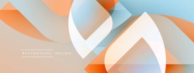 Soyut geometrik şekiller çakışıyor. Yumuşak turuncu, mavi, bej renkler modern arkaplan tasarımı yaratır. Minimalist tarz, mevcut temiz çizgiler.