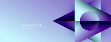 Soyut geometrik şekiller, mor renkler, eğim arkaplanı. Modern tasarım elementleri dinamik görsel efekt yaratır.