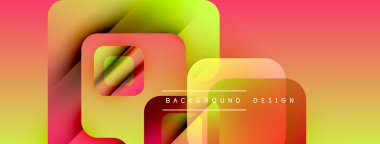 Soyut geometrik şekiller örtüşür, canlı bir değişim etkisi yaratır. Sıcak renkler tasarıma hakim, modern estetiğe işaret ediyor.