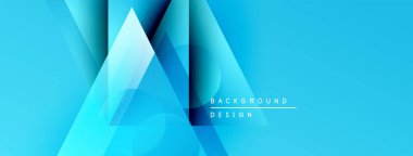 Soyut geometrik şekiller, canlı mavi gradyanlar, modern tasarım elementleri. Minimalist kompozisyon dinamik görsel etki yaratır.