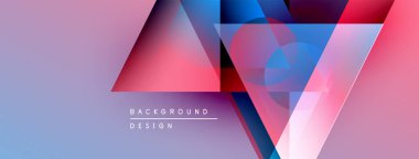 Soyut geometrik şekiller canlı renkleri harmanlarlar. Gradyan geçişler, arka plan veya dijital sanat için uygun modern tasarım yaratır.