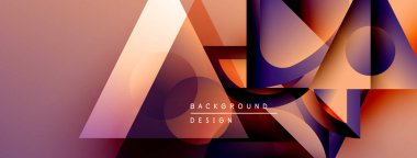 Soyut geometrik şekiller örtüşür, dinamik görsel efekt yaratır. Sıcak renkler baskın, mor aksanlı. Modern tasarım ögesi.