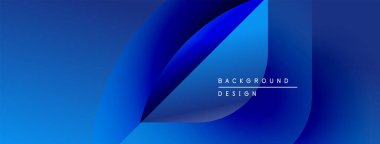 Soyut mavi gradyanlar dinamik akış şekilleri oluşturur. Metin arka plan tasarımını beyaz harflerle okur. Modern görsel sunum.