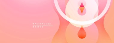 Soyut pembe tasarım katmanlı şekiller, kıvrımlar, gradyanlar. Yumuşak renk paleti rahatlatıcı görsel efekt yaratır. Minimalist stil.