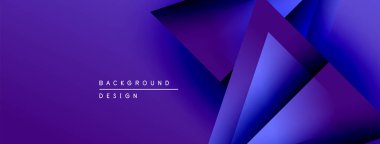 Soyut mor arkaplan tasarımı geometrik şekiller, gradyanlar, katmanlar içerir. Dijital projeler için modern estetik.