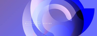 Soyut katmanlı şekiller dinamik mavi, mor gradyan oluşturur. Arka planlar ve sunumlar için modern tasarım öğesi. Yumuşak geçişler görünür.