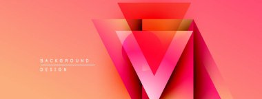 Soyut geometrik tasarım. Turuncu, pembe renkler katmanlı üçgen şekiller oluşturur. Metin arka plan tasarımı okur. Modern, canlı görsel.
