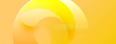 Soyut sarı arkaplan. Üst üste binen daireler dinamik görsel efekt yaratır. Gradyan gölgeler derinlik sağlar, modern estetik.