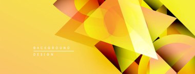 Soyut geometrik şekiller örtüşüyor, parlak sarı, turuncu renkler yaratıyor. Modern tasarım enerji, hareket, dinamik bileşim öneriyor.