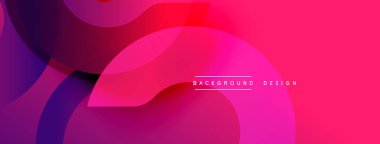 Soyut gradyan şekiller örtüşüyor, canlı pembe, mor renkler yaratıyor. Metin arka plan tasarımını merkezde okur. Modern estetik.