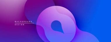 Soyut sıvı şekiller, canlı mor renkler maviye karışıyor. Modern tasarım, pürüzsüz gradyanlar dinamik görsel efekt yaratır.