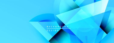 Soyut mavi arkaplan. Geometrik şekiller örtüşür, dinamik görsel efekt yaratır. Modern tasarım elementleri pürüzsüz eğimler sunar.
