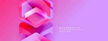 Soyut geometrik şekiller örtüşür, canlı bir değişim etkisi yaratır. Pembe, mor renkler tasarıma egemen, modern estetik.