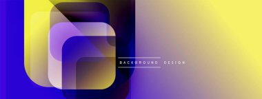 Soyut geometrik tasarım. Üst üste binen kareler dinamik görsel efekt yaratır. Renk değişimi, sarı, mavi ekleme derinliği. Modern estetik.