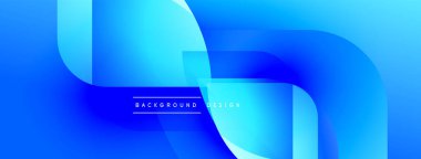 Soyut mavi tasarım akışkan şekiller, gradyanlar içerir. Metin kaplamalı modern arkaplan, dinamik bileşim.