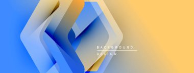 Soyut geometrik şekiller çakışıyor. Mavi, turuncu renkler modern arka plan tasarımı yaratır. Gradyan etkisi derinlik ve görsel ilgi ekler..