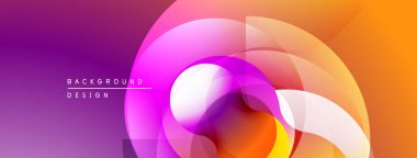 Soyut enerjik tasarım. Üst üste binen daireler dinamik renkli akış yaratır. Mezuniyet geçişleri, modern estetik..