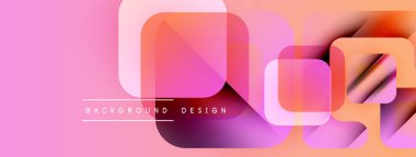 Soyut geometrik şekiller, pembe turuncu gradyan. Modern tasarım elementleri dinamik görsel doku oluşturur. Arkaplan metin etiketlerini içerir.