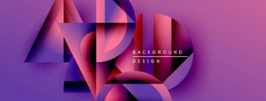 Soyut geometrik şekiller mor, pembe renkleri harmanlarlar. Modern tasarım dinamik görsel etki yaratır. Arkaplan özellikleri katmanlı biçimler, gradyanlar.