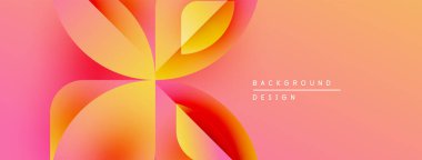 Soyut çiçek tasarımı. Sıcak renk değişimi, turuncu, pembe renkler. Modern estetik, basit şekiller, temiz çizgiler. Dijital projeler için arkaplan ögesi.