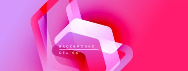 Soyut geometrik şekiller, canlı pembeler, mor harmanlanmış. Modern tasarım elementleri dinamik görsel etki yaratır. Arkaplan yenilik ve teknoloji öneriyor.