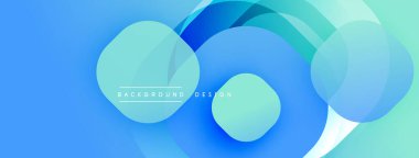 Soyut mavi arkaplan, üst üste binen daireler, gradyanlar. Modern tasarım elementleri dinamik görsel efekt yaratır. Mevcut en küçük metin.