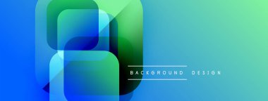 Soyut geometrik şekiller canlı mavileri, yeşillikleri harmanlarlar. Gradyan arka plan modern görsel efekt yaratır. Metin arkaplan tasarımı okur.