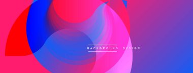 Soyut sıvı şekilleri örtüşür ve canlı renk değişimleri yaratır. Pembe, mavi, mor renkler tasarımda baskın. Modern estetik.