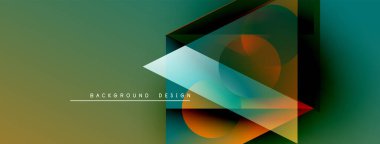 Soyut geometrik şekiller örtüşür, dinamik görsel efekt yaratır. Gradyan renkler harmanlanarak modern arkaplan tasarımı oluşturur. Metin arkaplan tasarımı okur.