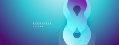 Soyut tasarım akışkan şekiller, değişken renkler. Mavi, mor renkler modern görsel efektler yaratır. Minimalist stil.
