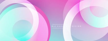 Soyut daireler pembe ve mavi renkleri harmanlarlar. Modern tasarım dinamik görsel akış yaratır, yumuşak gradyanlar zarif arkaplan sunar.