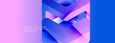 Soyut gradyan tasarımı. Pembe, mor, mavi renk karışımı. Geometrik şekiller modern görsel etki yaratır. Metin arkaplan tasarımı okur.