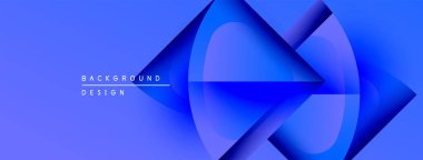 Soyut mavi tasarım üst üste binen şekiller, gradyanlar, dinamik kompozisyon. Arka planlar ve sunumlar için modern estetik.