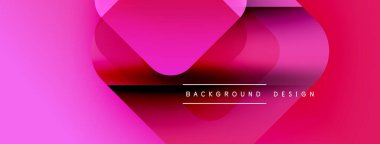 Soyut pembe tasarım. Üst üste binen şekiller dinamik görsel efekt yaratır. Çeşitli projeler için modern arkaplan.