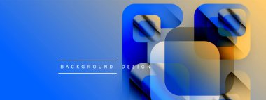 Soyut geometrik şekiller örtüşür, parlak mavi ve sarı renkler yaratır. Modern tasarım elementleri dijital sanat, arkaplan dokusu.