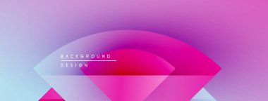Soyut eğim arkaplanı. Üst üste binen şekiller dinamik görsel efekt yaratır. Pembe, mor, mavi renkler kompozisyona hakim. Modern tasarım ögesi.