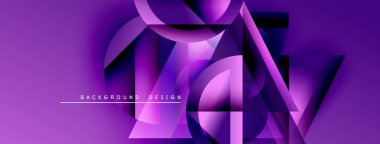 Soyut mor tasarım geometrik şekiller, gradyanlar içerir. Dijital projeler ve sunumlar için modern arkaplan ideali.