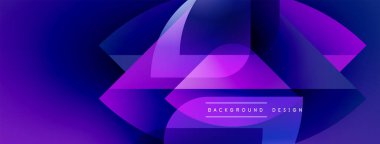 Soyut mor tasarım. Gradyan şekiller örtüşüyor, dinamik görsel etki yaratıyor. Dijital projeler için modern arkaplan.