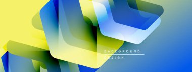 Soyut sıvı şekilleri örtüşür ve canlı renk değişimleri yaratır. Sarı, mavi, yeşil renkler düzgün bir şekilde harmanlanır. Modern tasarım ögesi.
