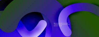 Soyut sıvı şekiller, parlak mavi, yeşil renkler. Modern tasarım, pürüzsüz eğimler dinamik kompozisyon yaratır. Minimalist estetik.