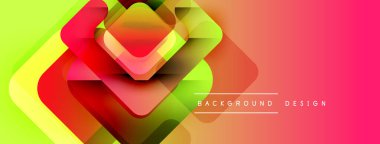 Soyut geometrik şekiller örtüşür, canlı bir değişim etkisi yaratır. Sancaklar ve arka planlar için modern tasarım uygun. Renkli bileşim.