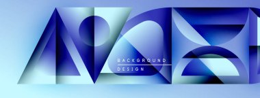 Soyut mavi tasarım geometrik şekiller, gradyanlar, metin arkaplan tasarımı içerir. Modern, canlı, görsel olarak çekici kompozisyon..
